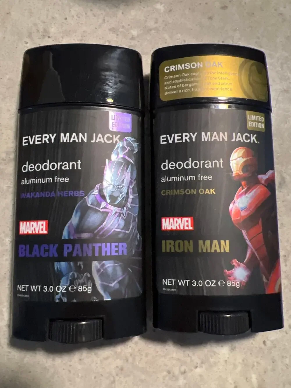 Every Man Jack Limited Edition Iron Man and Black Panther Deodorant! Unused